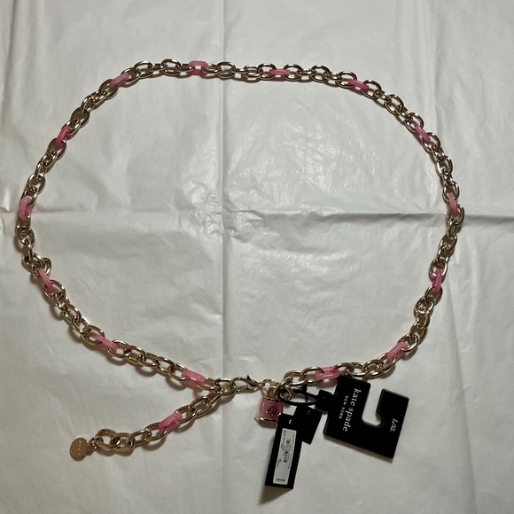 Kate Spade Chain Link Belt - Gold/Pink - NWT - Picture 3 of 15